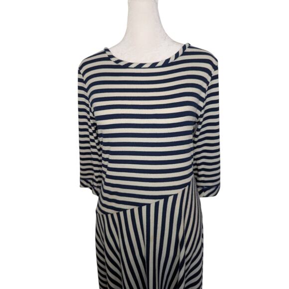 Soft Surroundings Marina Blue Striped Rib Knit Dress Small - Picture 4 of 8